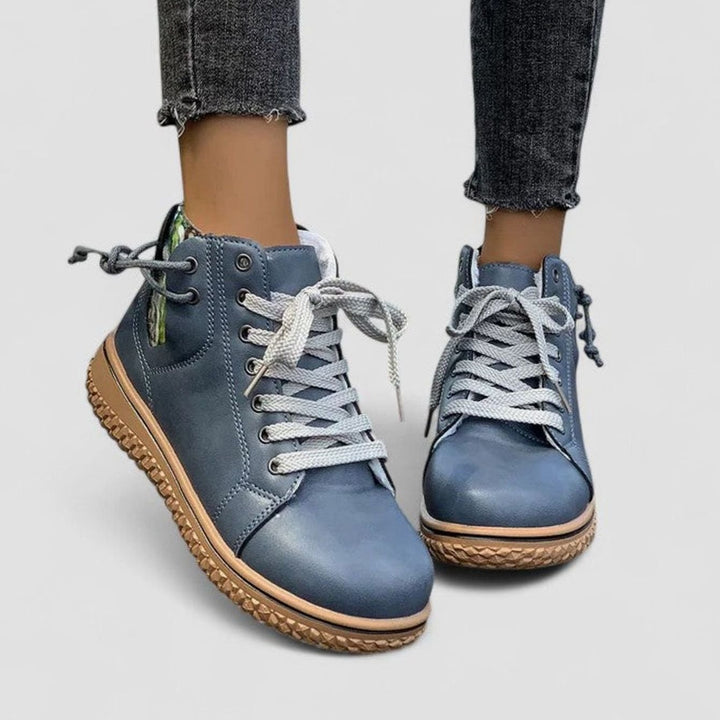 Women's Orthopedic Lace-Up Ankle Boots Warm Lined - Blue