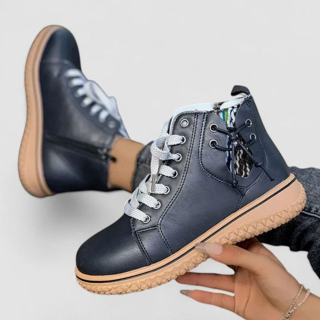 Women's Orthopedic Lace-Up Ankle Boots Warm Lined - Black