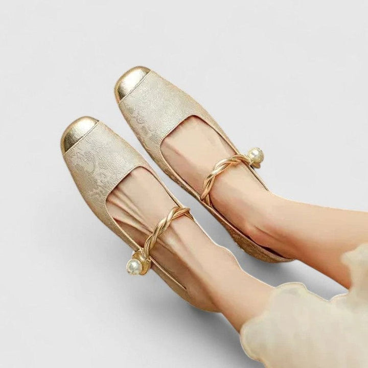 Women's Orthopedic Low Block-Heel Mary Jane Shoes - Beige