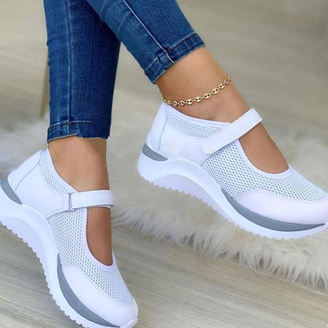 Women's Orthopedic Mesh Strap Slip-On Trainers - White