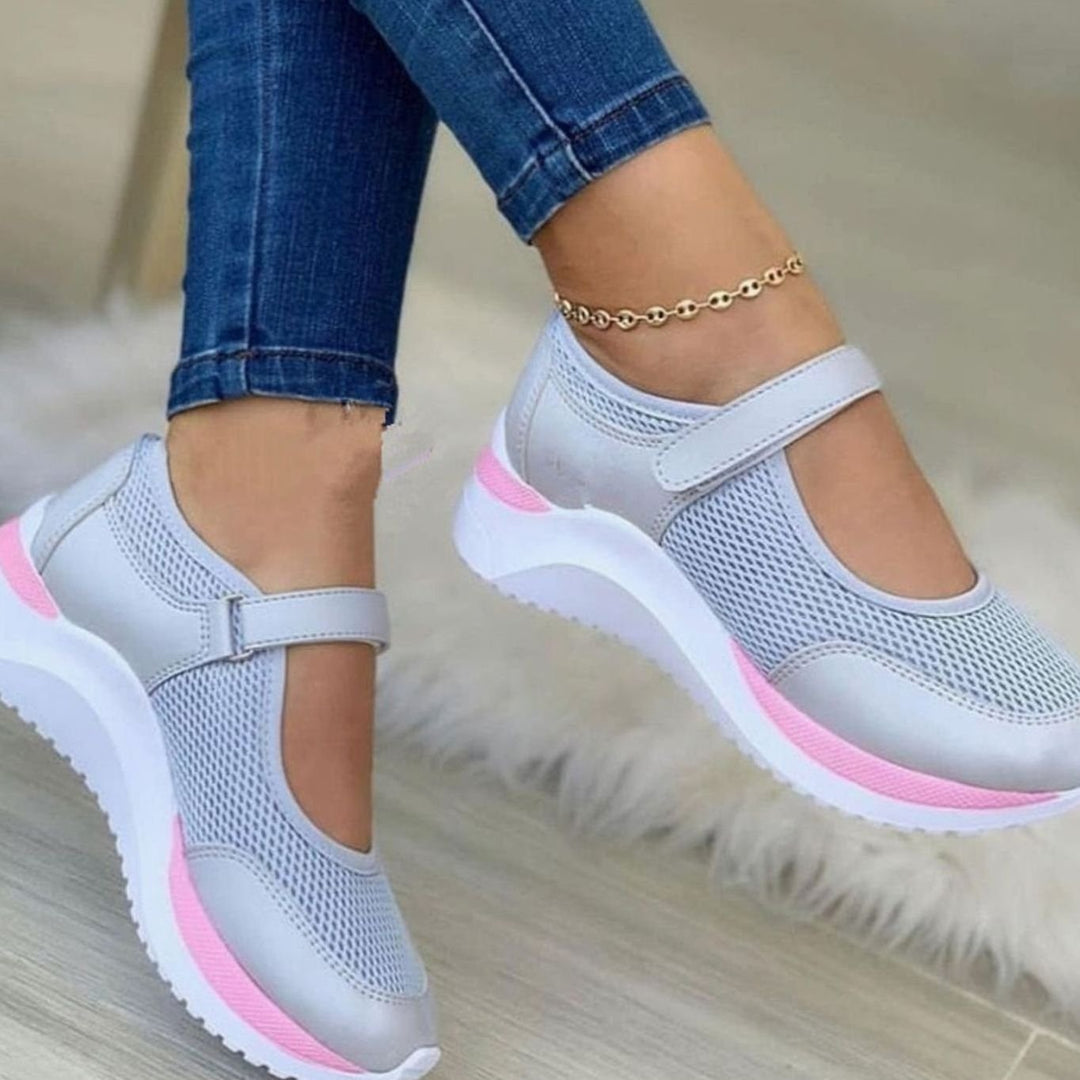 Women's Orthopedic Mesh Strap Slip-On Trainers - Pink
