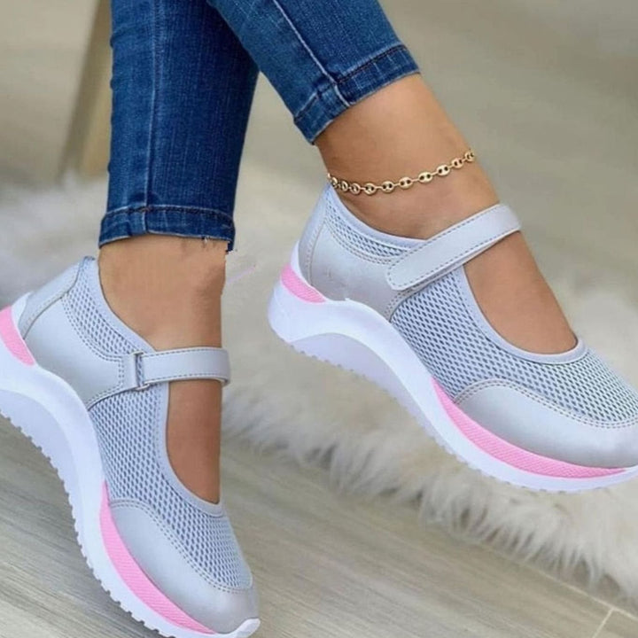 Women's Orthopedic Mesh Strap Slip-On Trainers - Pink