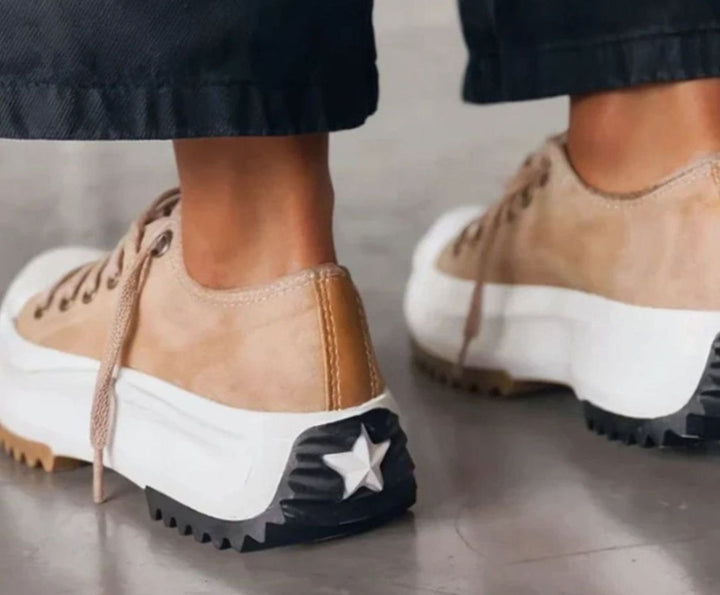 Women's Orthopedic Platform Lace-Up Canvas Chunky Sole Trainers