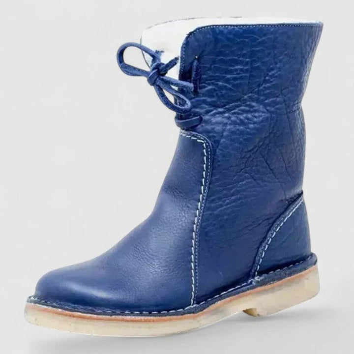 Women's Orthopedic Shearling-Lined Lace-Up Ankle Boots - Blue