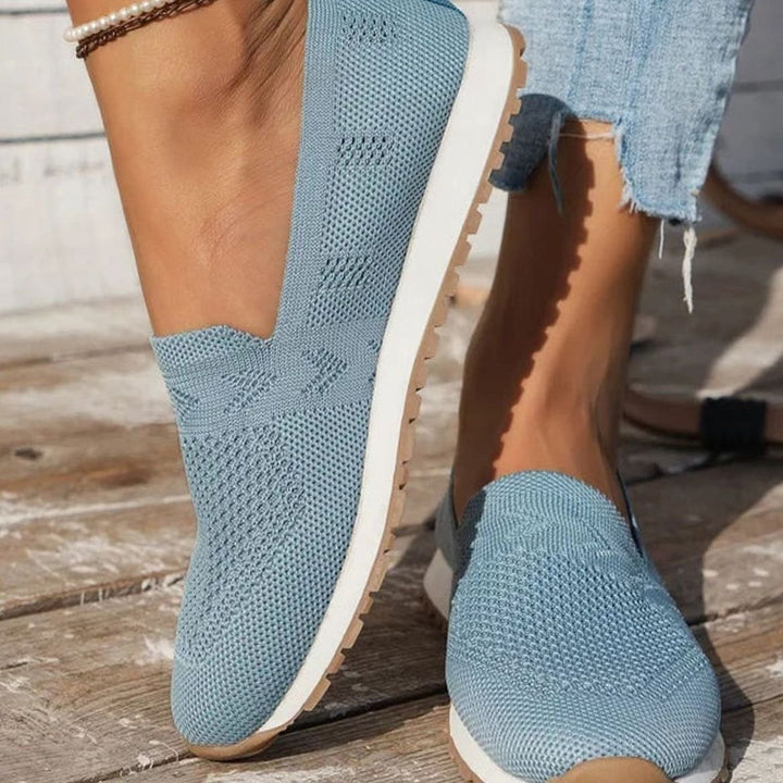 Women's Orthopedic Slip-On Knit Trainers Cushioned Sole - Sky Blue