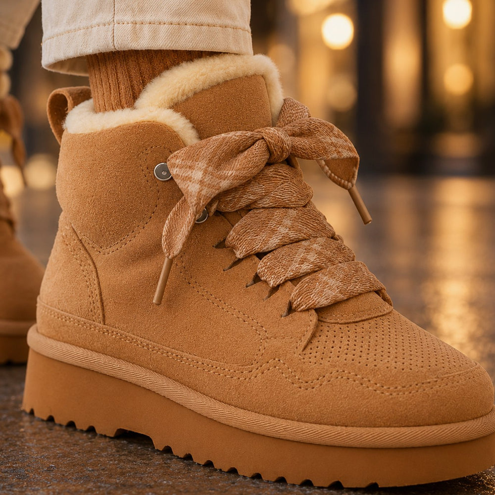 Women's Orthopedic Suede-Look Lace-Up Platform Ankle Boots