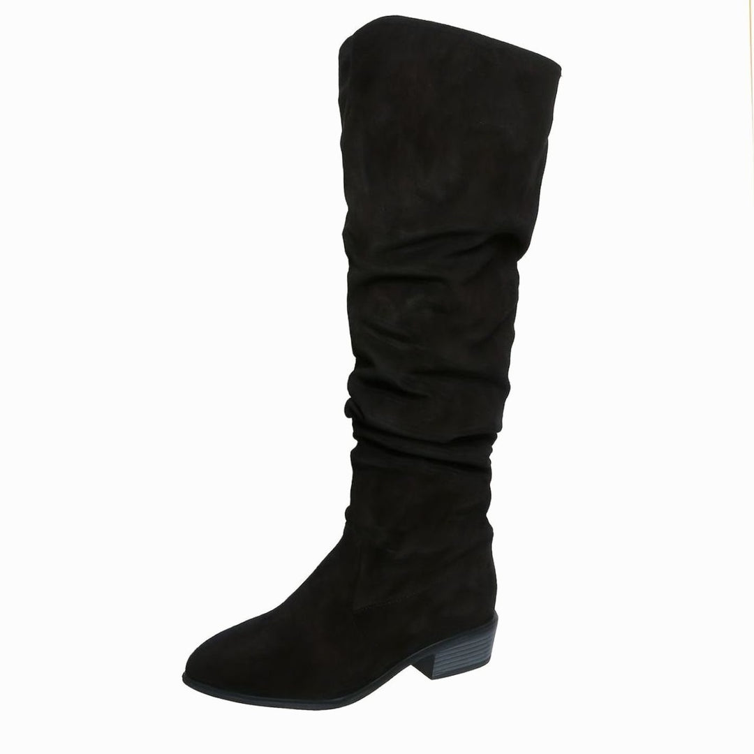 Women's Over-the-Knee Slouch Boots Faux Suede Block Heel