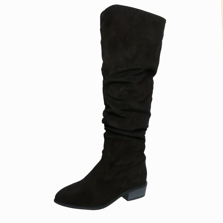 Women's Over-the-Knee Slouch Boots Faux Suede Block Heel