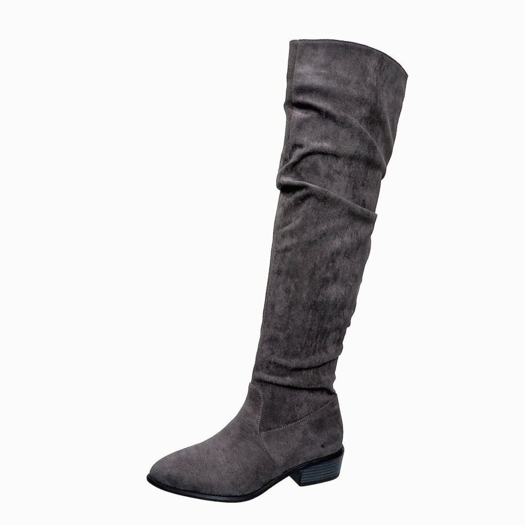Women's Over-the-Knee Slouch Boots Faux Suede Block Heel
