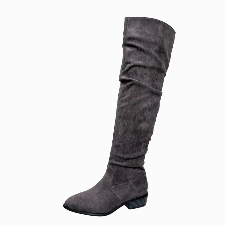 Women's Over-the-Knee Slouch Boots Faux Suede Block Heel