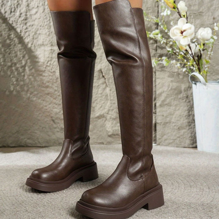 Women's Over-The-Knee Stretch Flat Block-Heel Boots