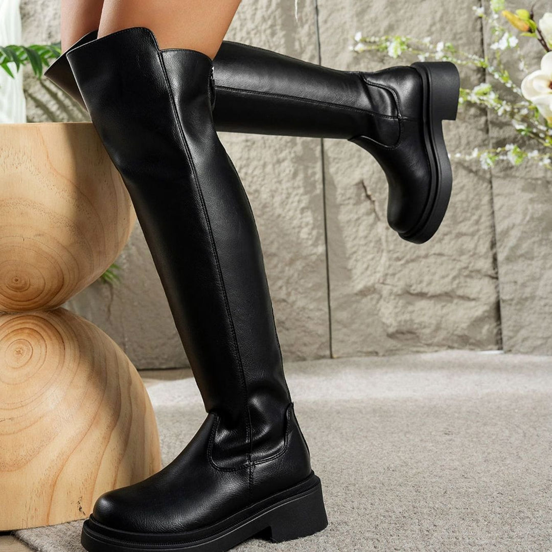 Women's Over-The-Knee Stretch Flat Block-Heel Boots