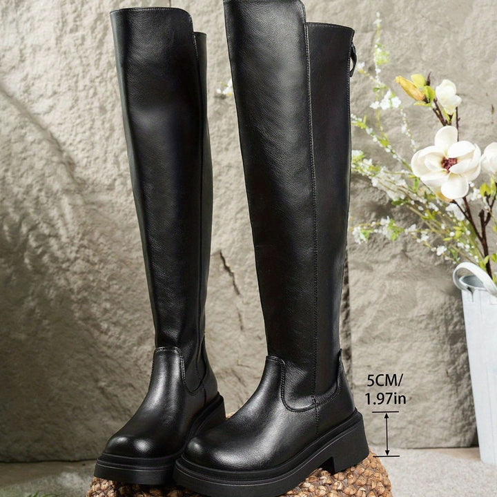 Women's Over-The-Knee Stretch Flat Block-Heel Boots