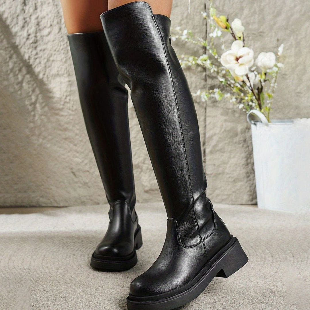 Women's Over-The-Knee Stretch Flat Block-Heel Boots