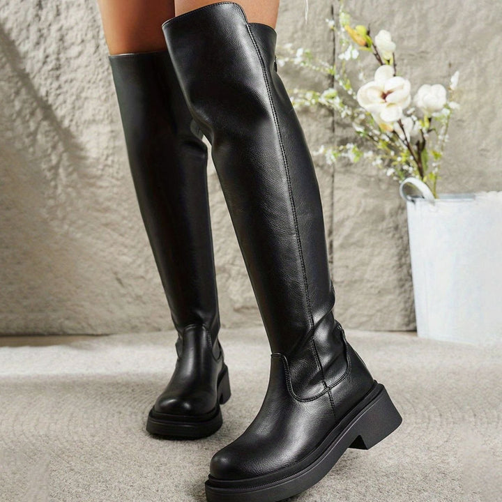 Women's Over-The-Knee Stretch Flat Block-Heel Boots