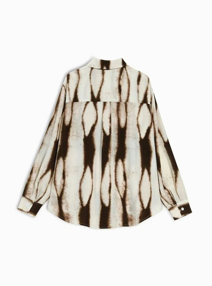 Women's Oversized Abstract Print Long-Sleeve Vintage Blouse