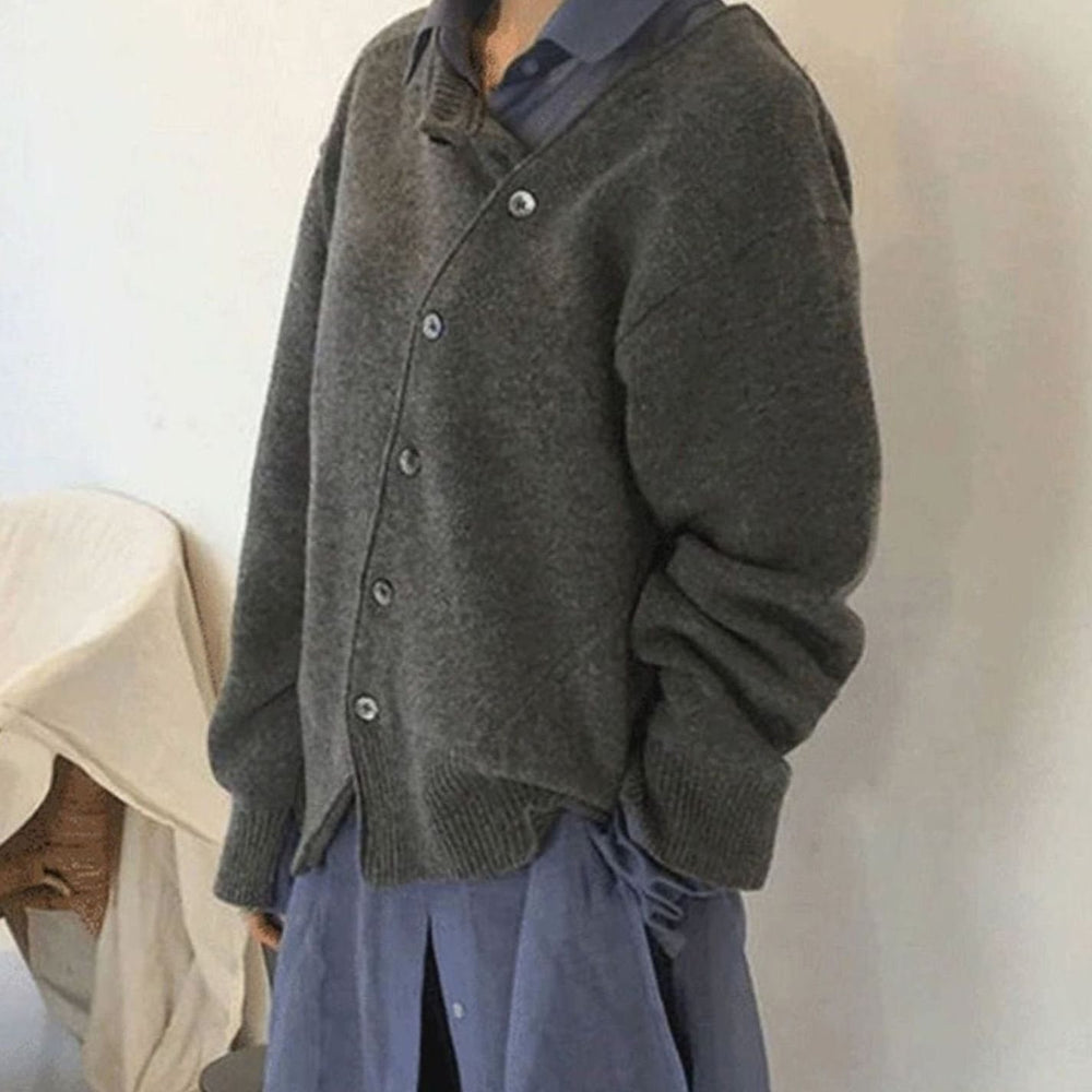 Women's Oversized Button-Front Knit Cardigan, Taupe