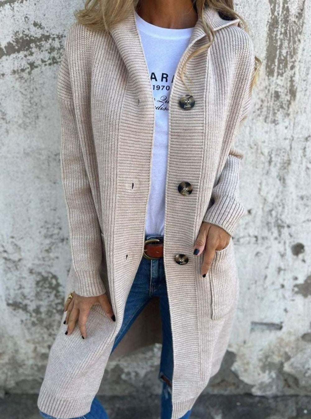 Women's Oversized Chunky Knit Hooded Long Cardigan