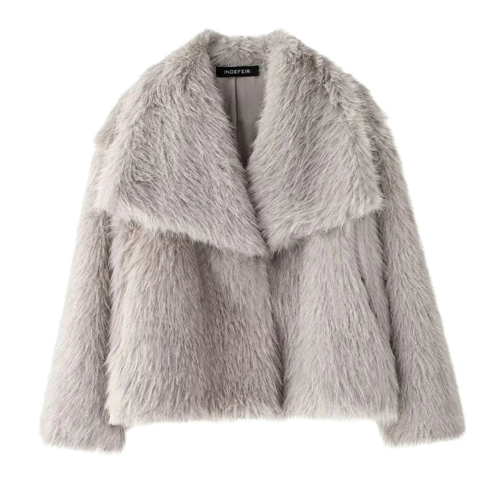 Women's Oversized Faux Fur Coat Ladies Winter Jacket - Grey