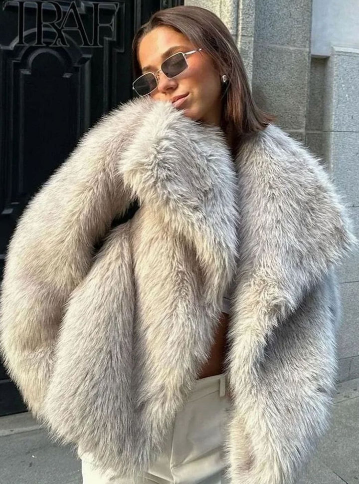 Women's Oversized Faux Fur Coat Ladies Winter Jacket