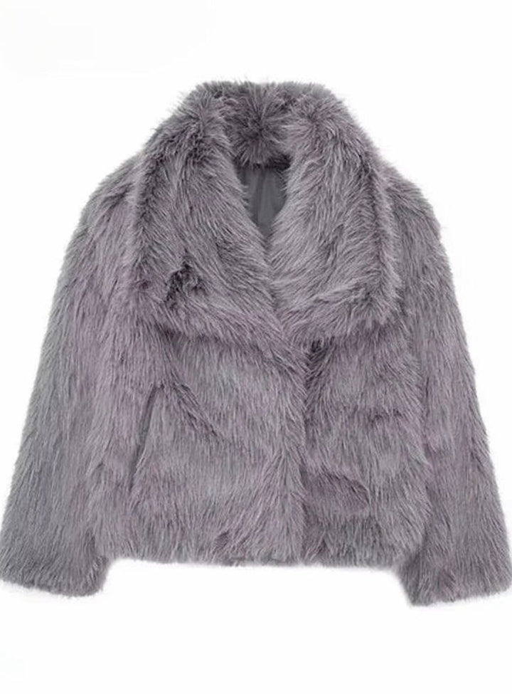 Women's Oversized Faux Fur Coat Ladies Winter Jacket - Dark Grey