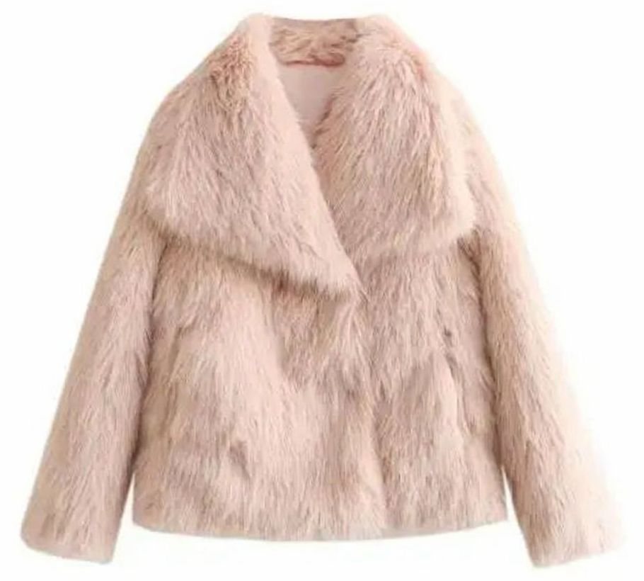 Women's Oversized Faux Fur Coat Ladies Winter Jacket - Pink