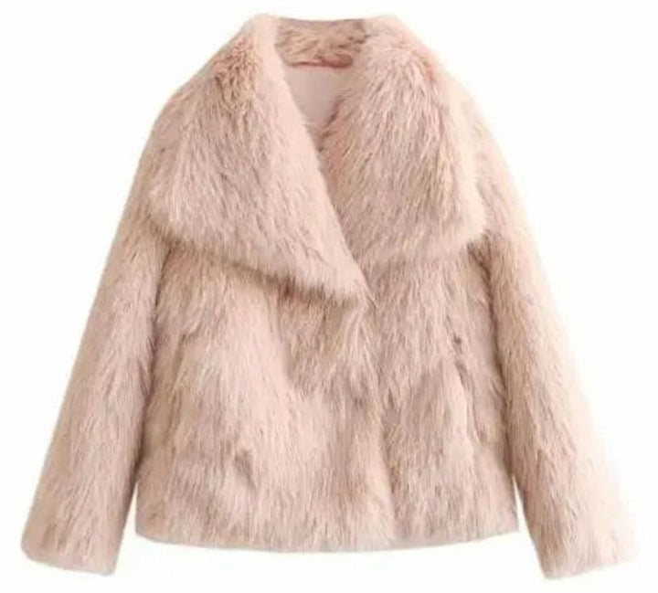 Women's Oversized Faux Fur Coat Ladies Winter Jacket - Pink