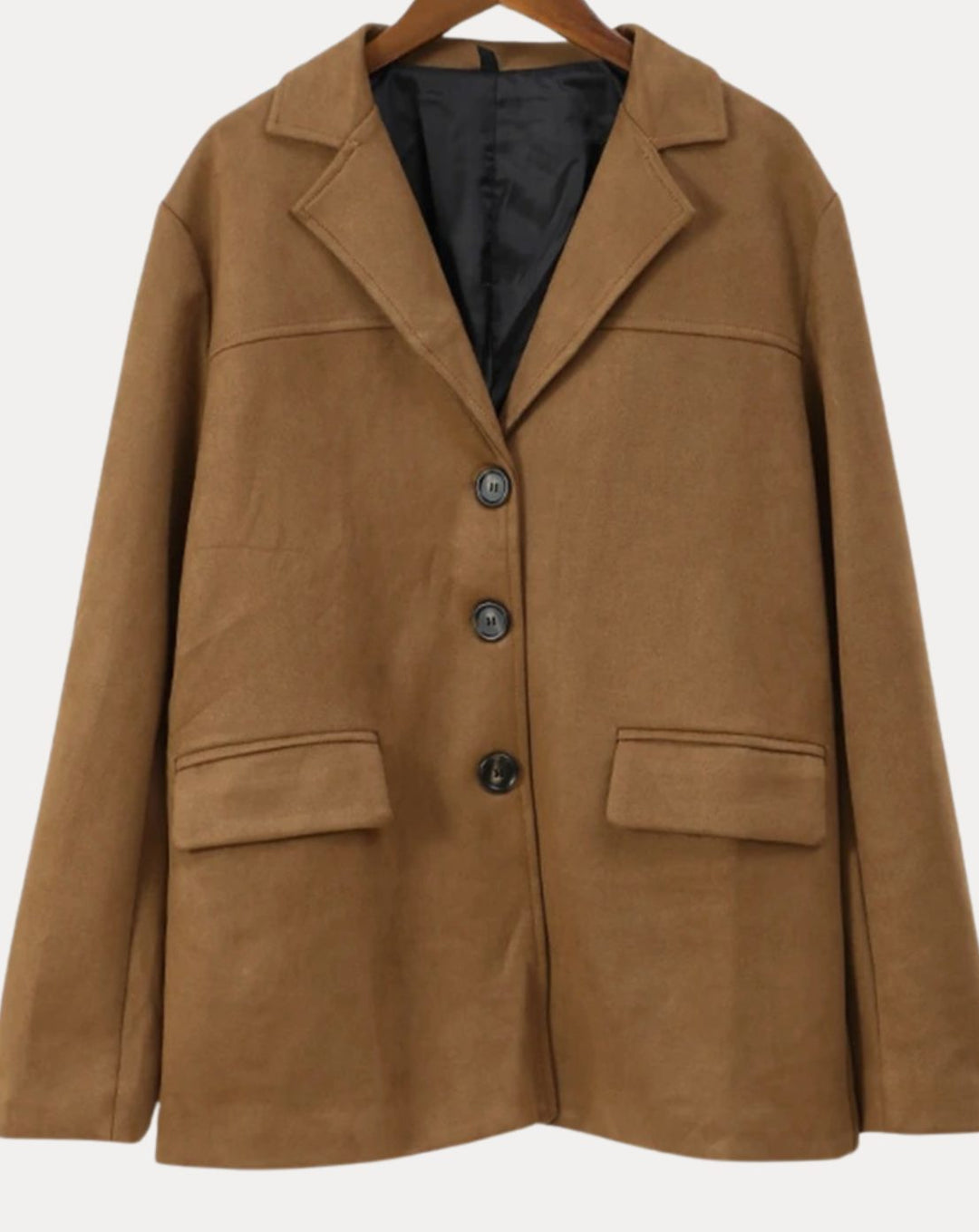 Women's Oversized Faux Suede Notch-Collar Blazer Jacket