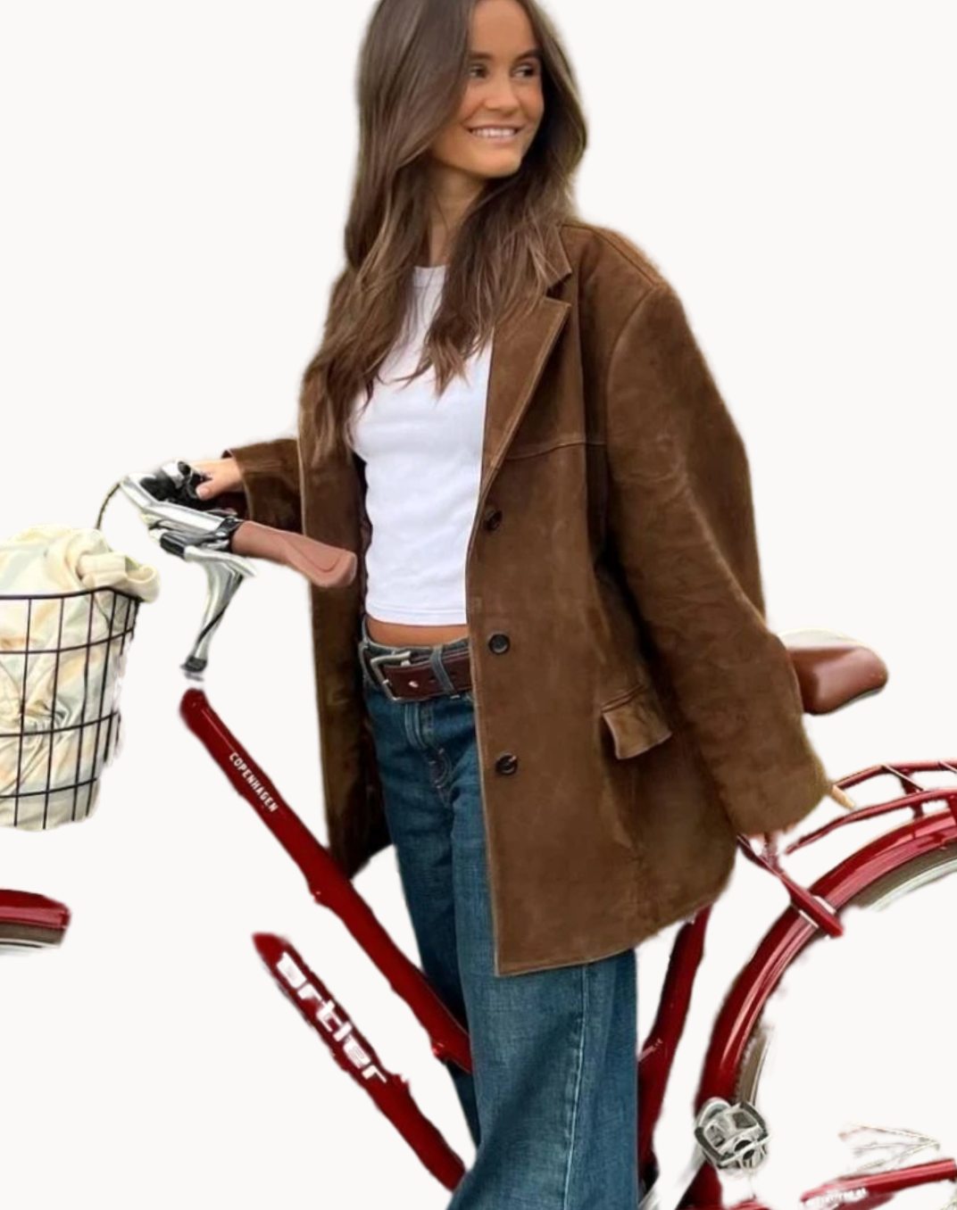 Women's Oversized Faux Suede Notch-Collar Blazer Jacket