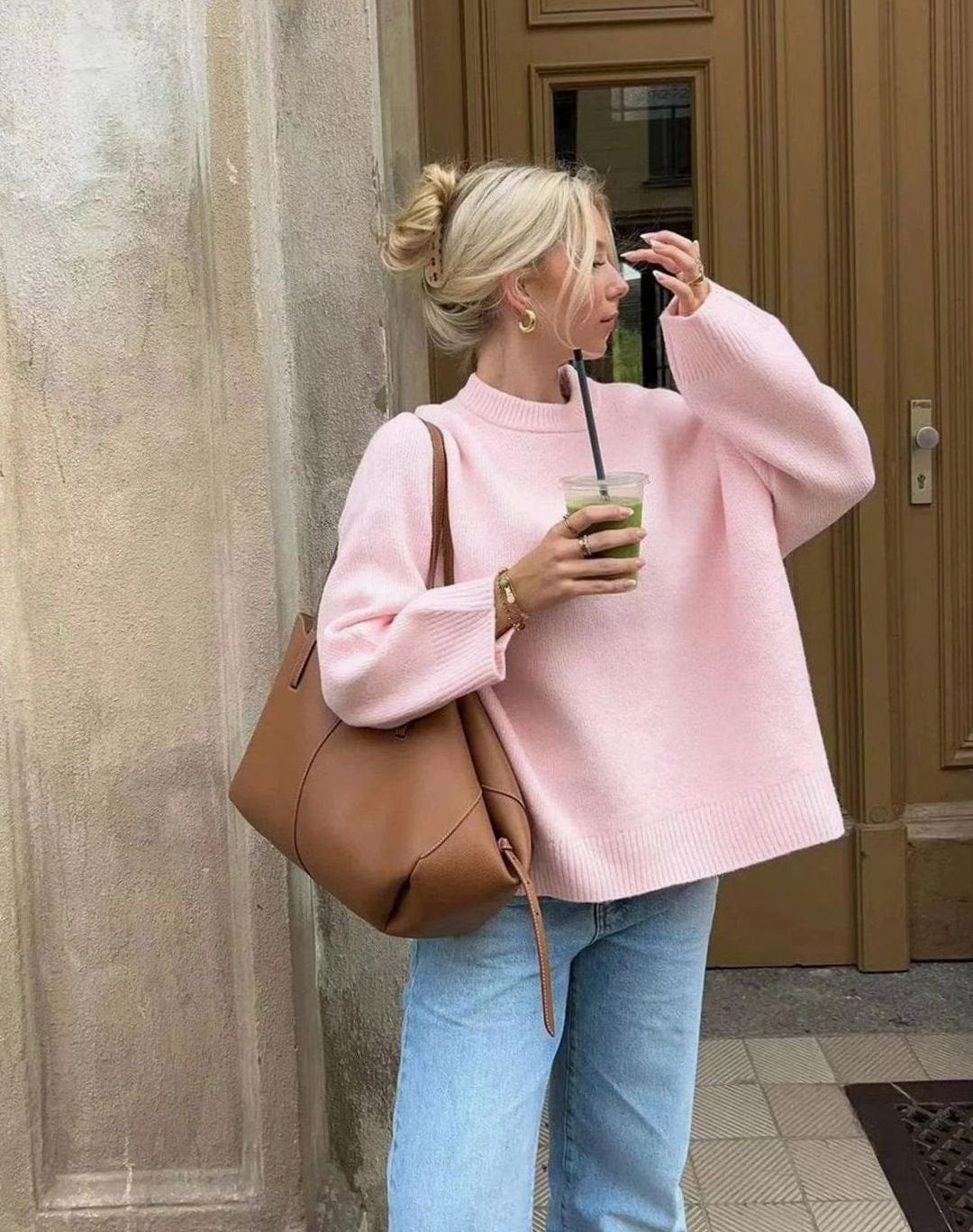 Women's Oversized Long Sleeve Soft Knitted Crewneck Jumper