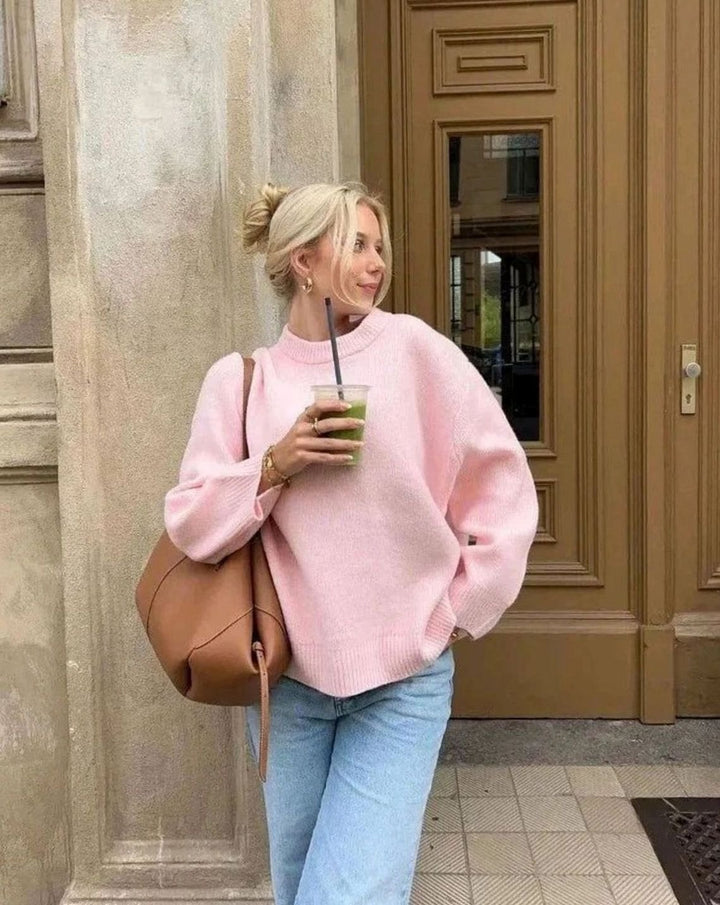 Women's Oversized Long Sleeve Soft Knitted Crewneck Jumper