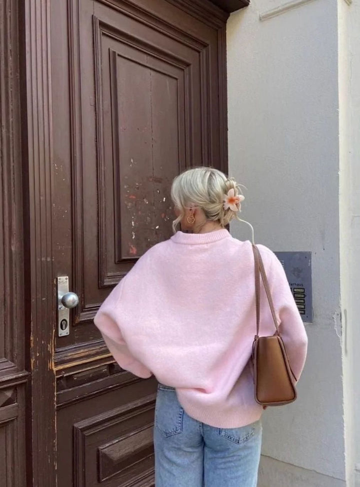 Women's Oversized Long Sleeve Soft Knitted Crewneck Jumper