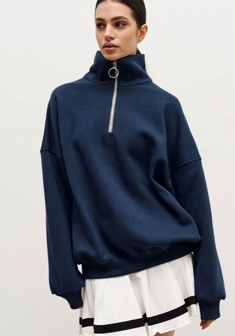 Women's Oversized Quarter-Zip Funnel Neck Relaxed Jumper