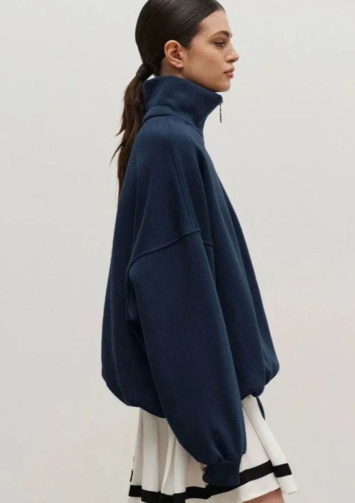 Women's Oversized Quarter-Zip Funnel Neck Relaxed Jumper