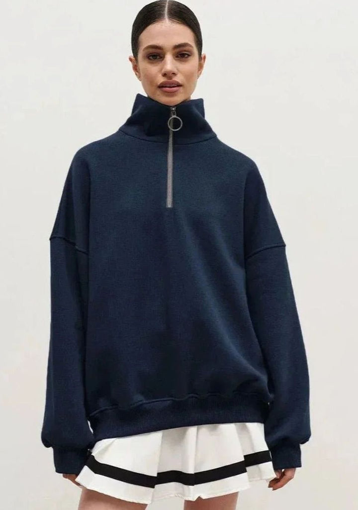 Women's Oversized Quarter-Zip Funnel Neck Relaxed Jumper