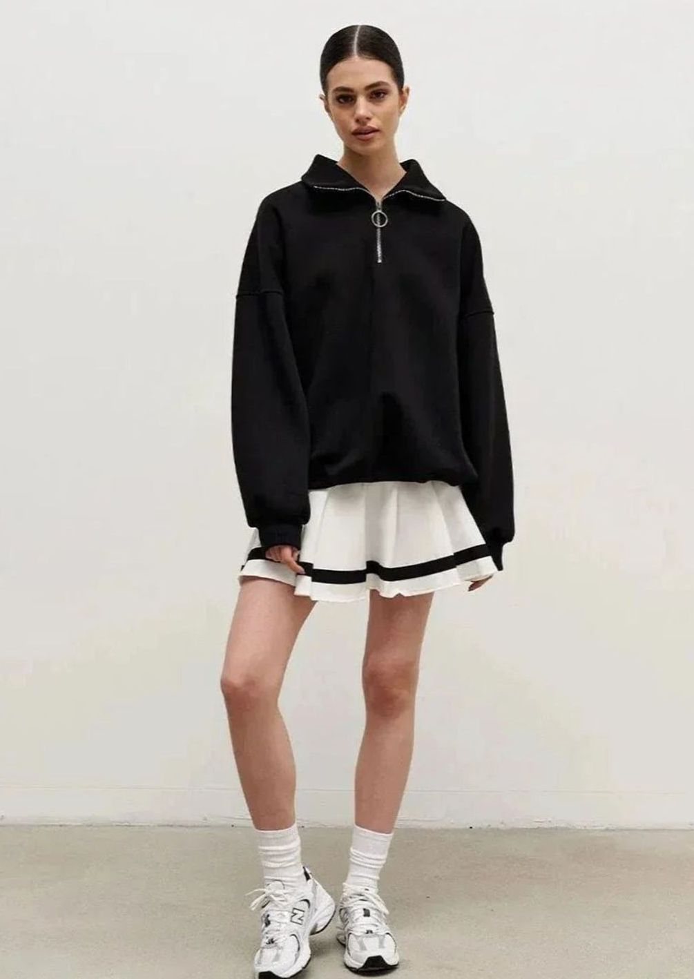 Women's Oversized Quarter-Zip Funnel Neck Relaxed Jumper