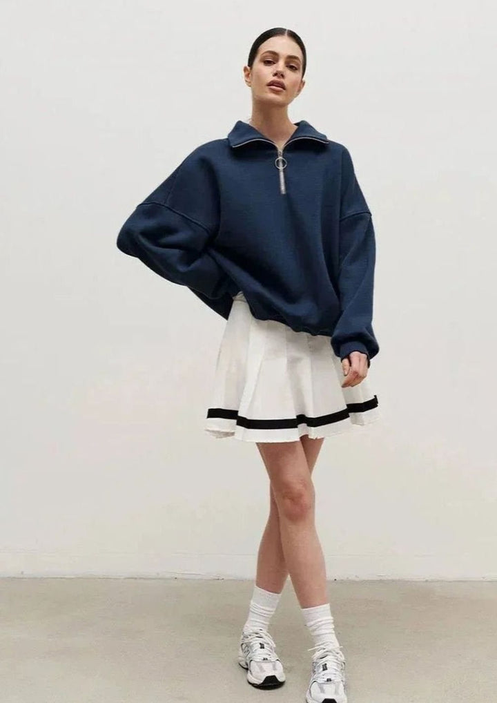 Women's Oversized Quarter-Zip Funnel Neck Relaxed Jumper