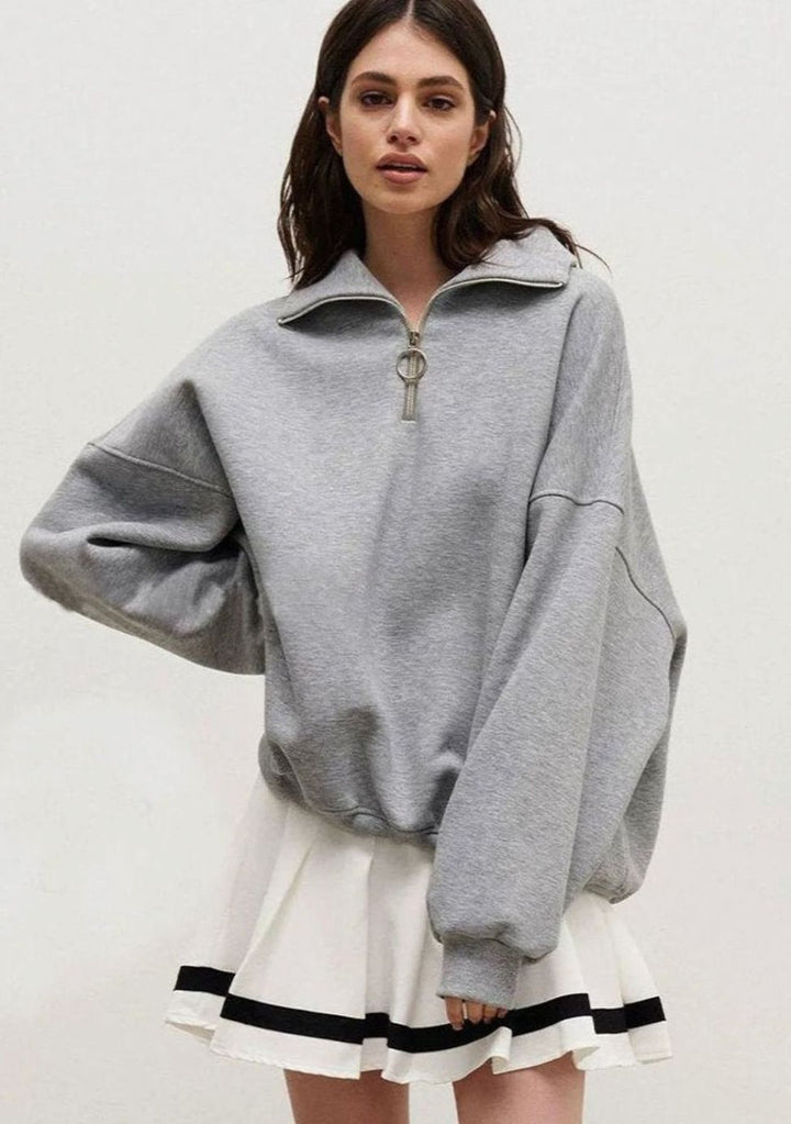 Women's Oversized Quarter-Zip Funnel Neck Relaxed Jumper