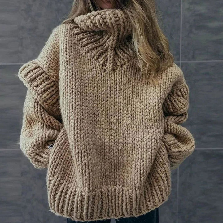 Women's Oversized Roll Neck Chunky Knit Jumper Dress