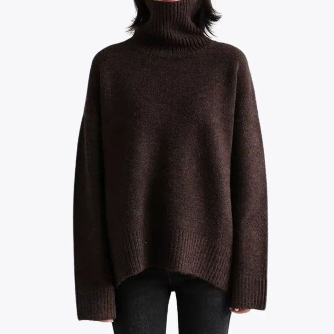 Women's Oversized Roll Neck Knitted Turtleneck Jumper