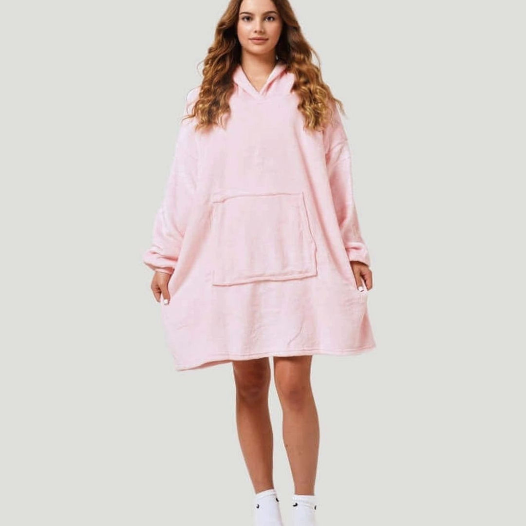 Women's Oversized Sherpa Fleece Blanket Hoodie One Size - Pink