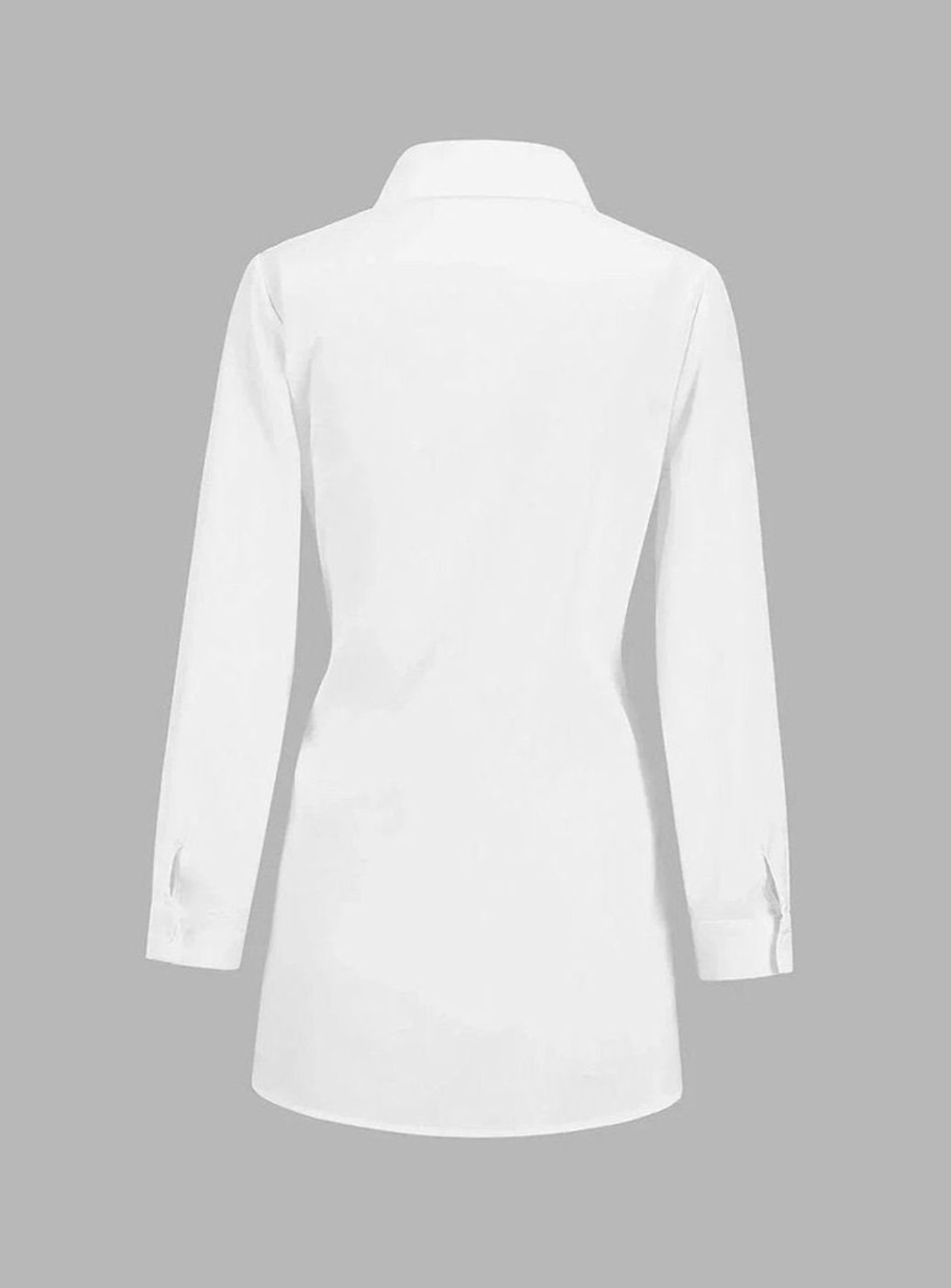 Women's Oversized Tie-Front Long-Sleeve Open-Collar Blouse