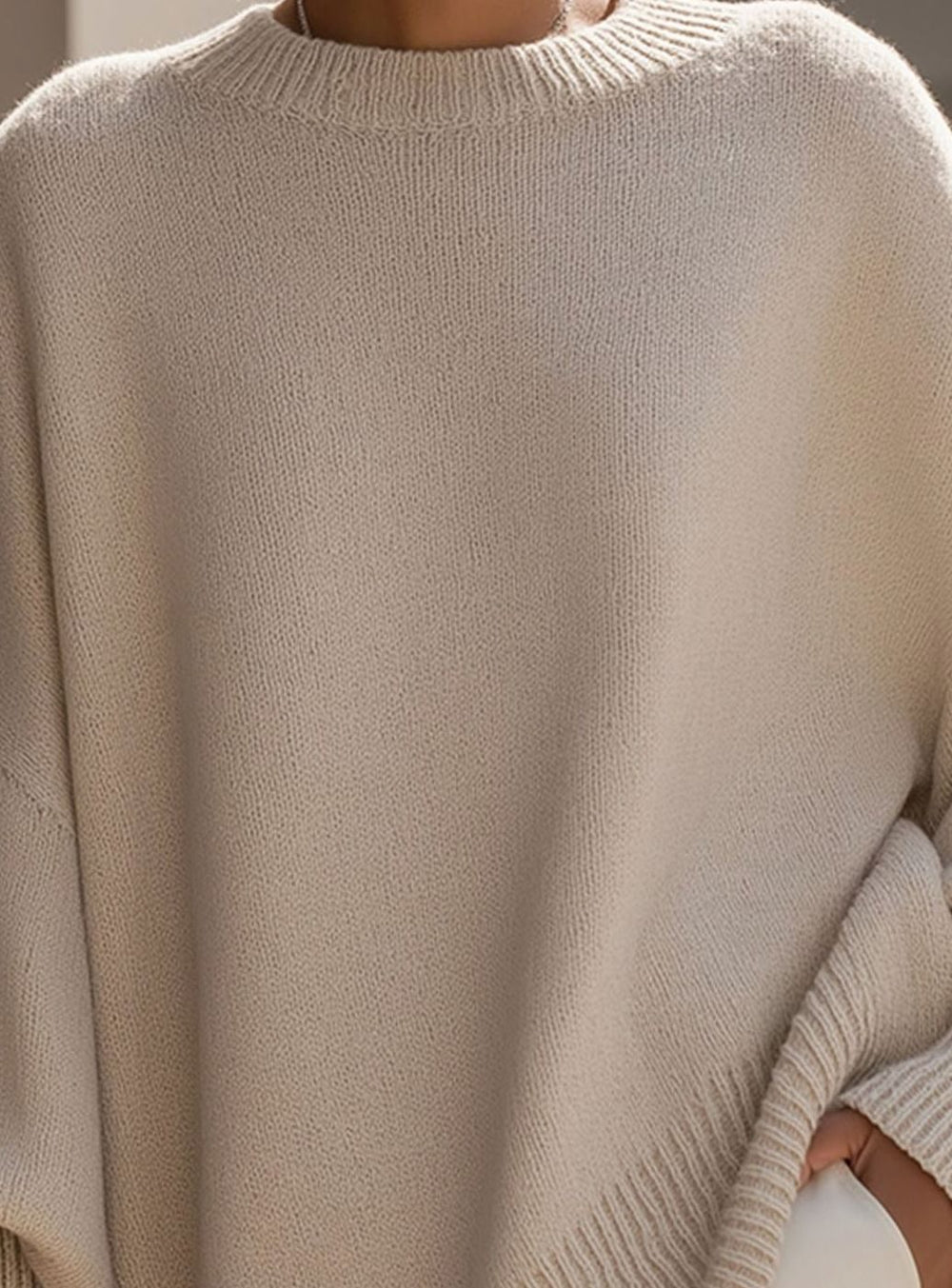 Women's Oversized Wool Blend Asymmetric Hem Knit Jumper