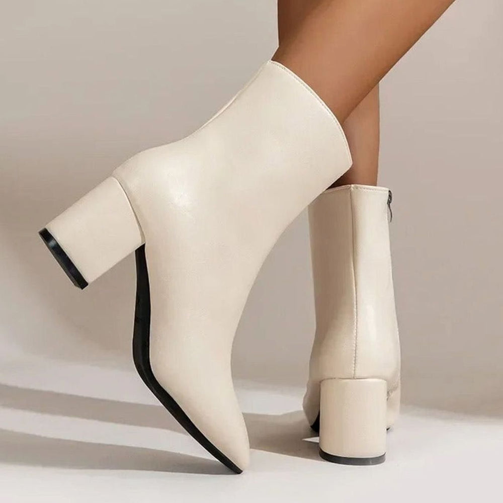 Women's Patent Pointed-Toe Block-Heel Side-Zip Ankle Boots