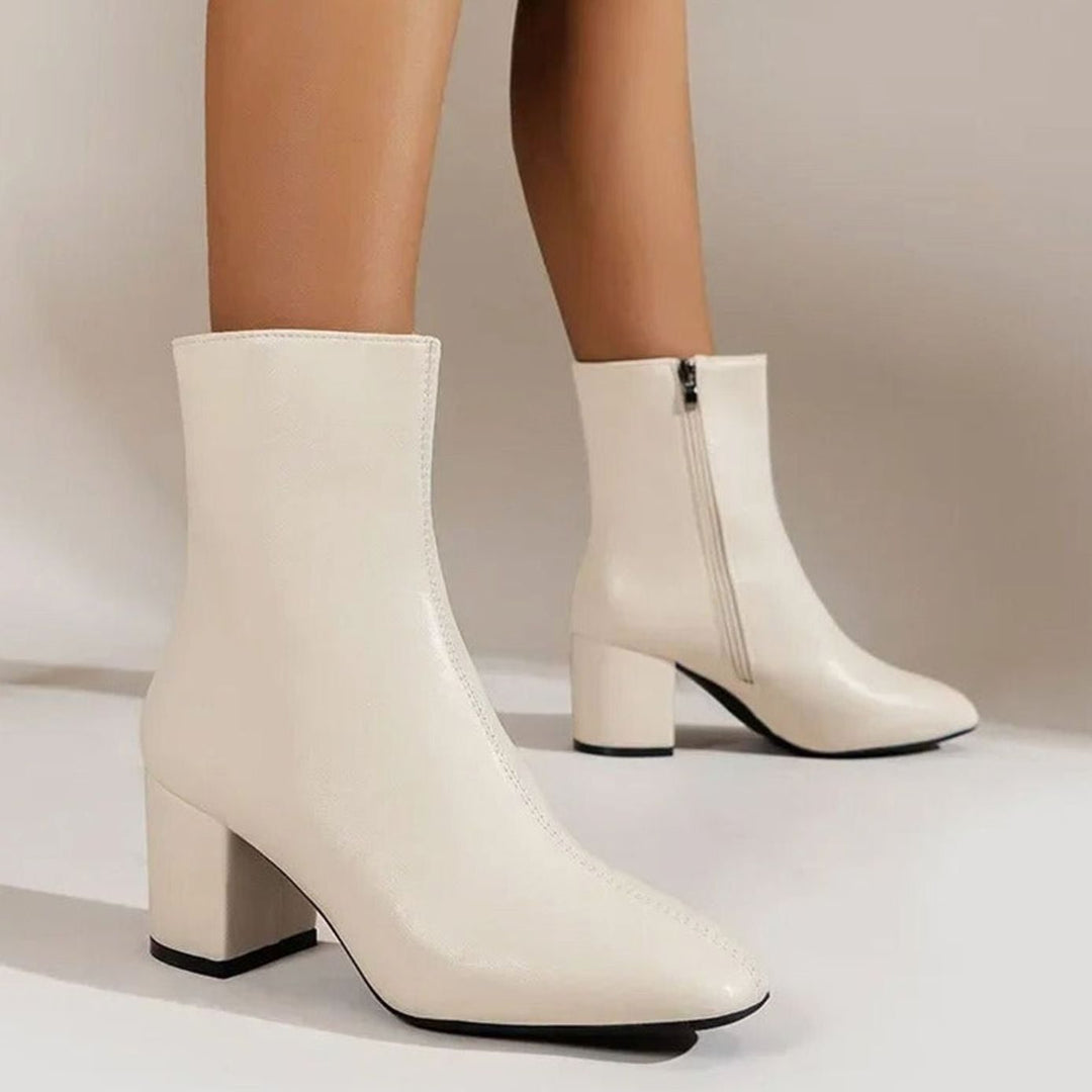 Women's Patent Pointed-Toe Block-Heel Side-Zip Ankle Boots
