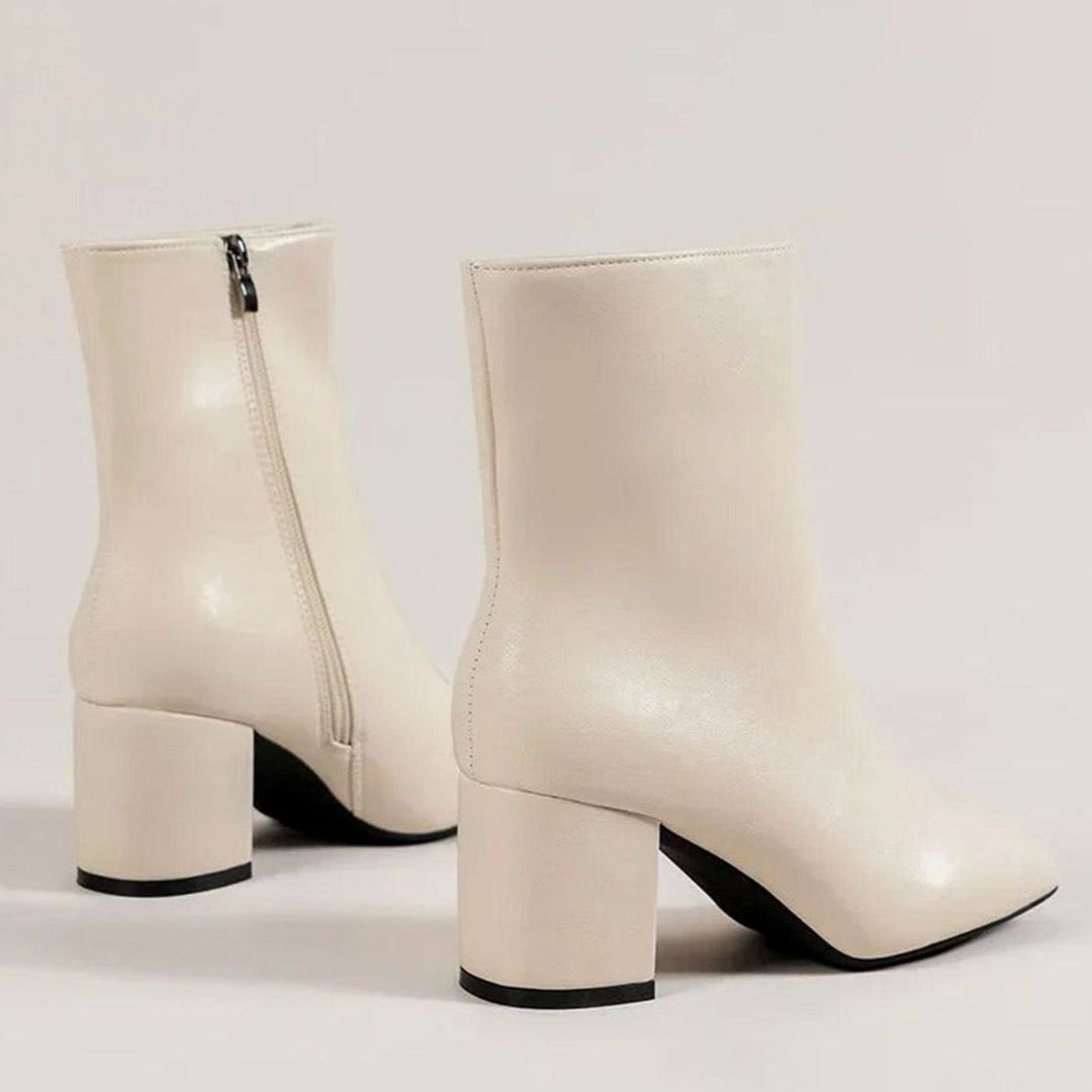 Women's Patent Pointed-Toe Block-Heel Side-Zip Ankle Boots