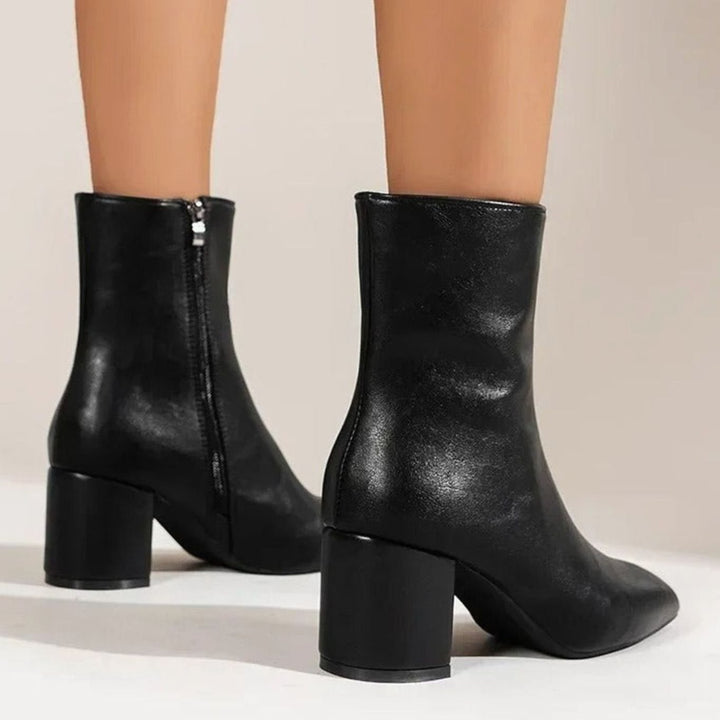 Women's Patent Pointed-Toe Block-Heel Side-Zip Ankle Boots