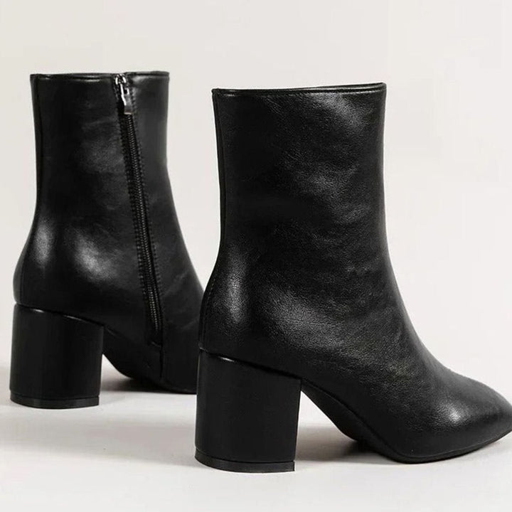 Women's Patent Pointed-Toe Block-Heel Side-Zip Ankle Boots