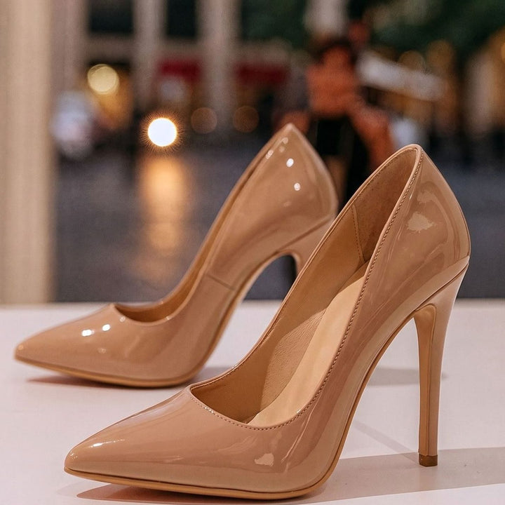 Women's Patent Pointed-Toe Stiletto Court Heels