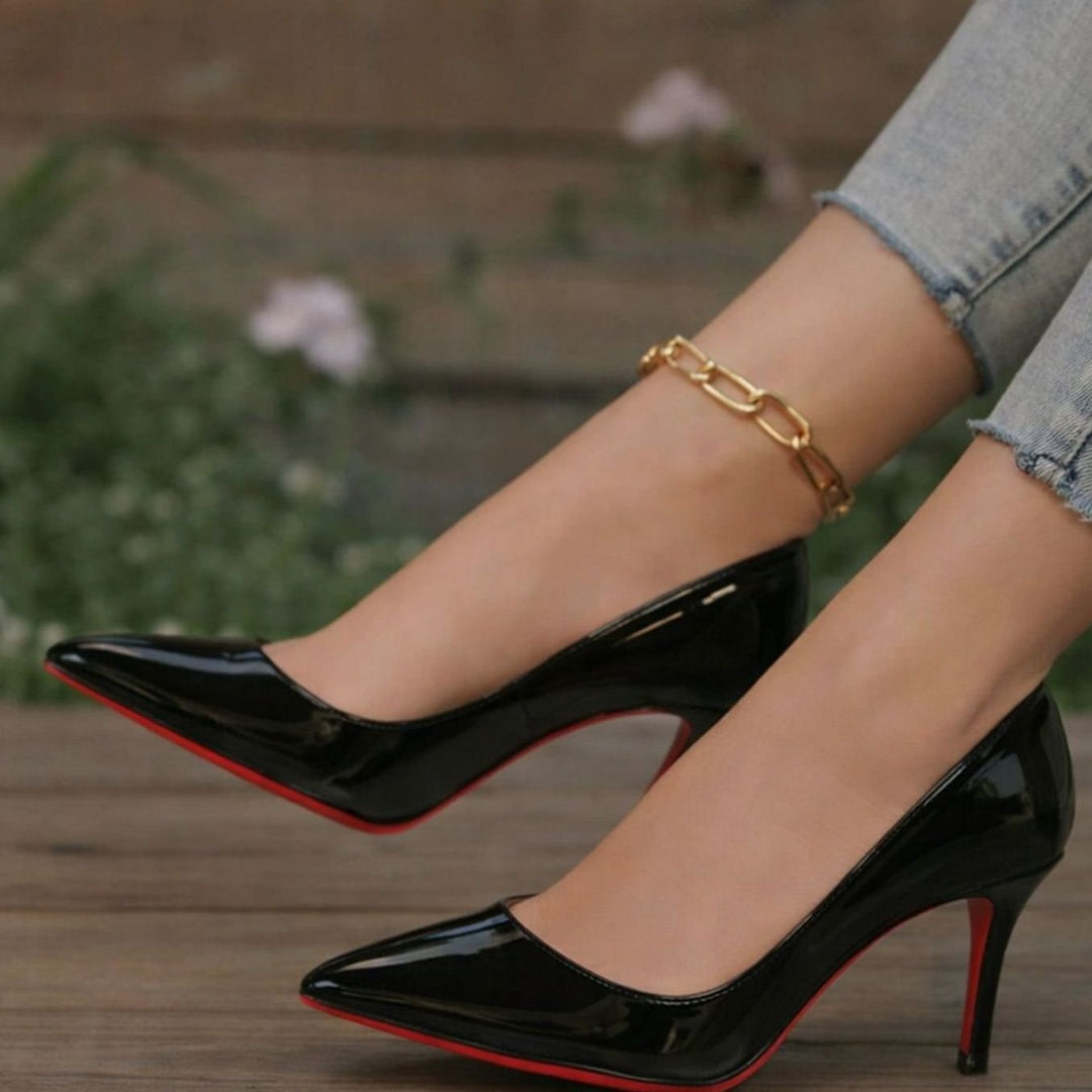 Women's Patent Pointed-Toe Stiletto Court Heels